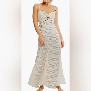 Free People Playing Cupid Satin Crepe & Lace Maxi Slipdress sz XL
NWOT
